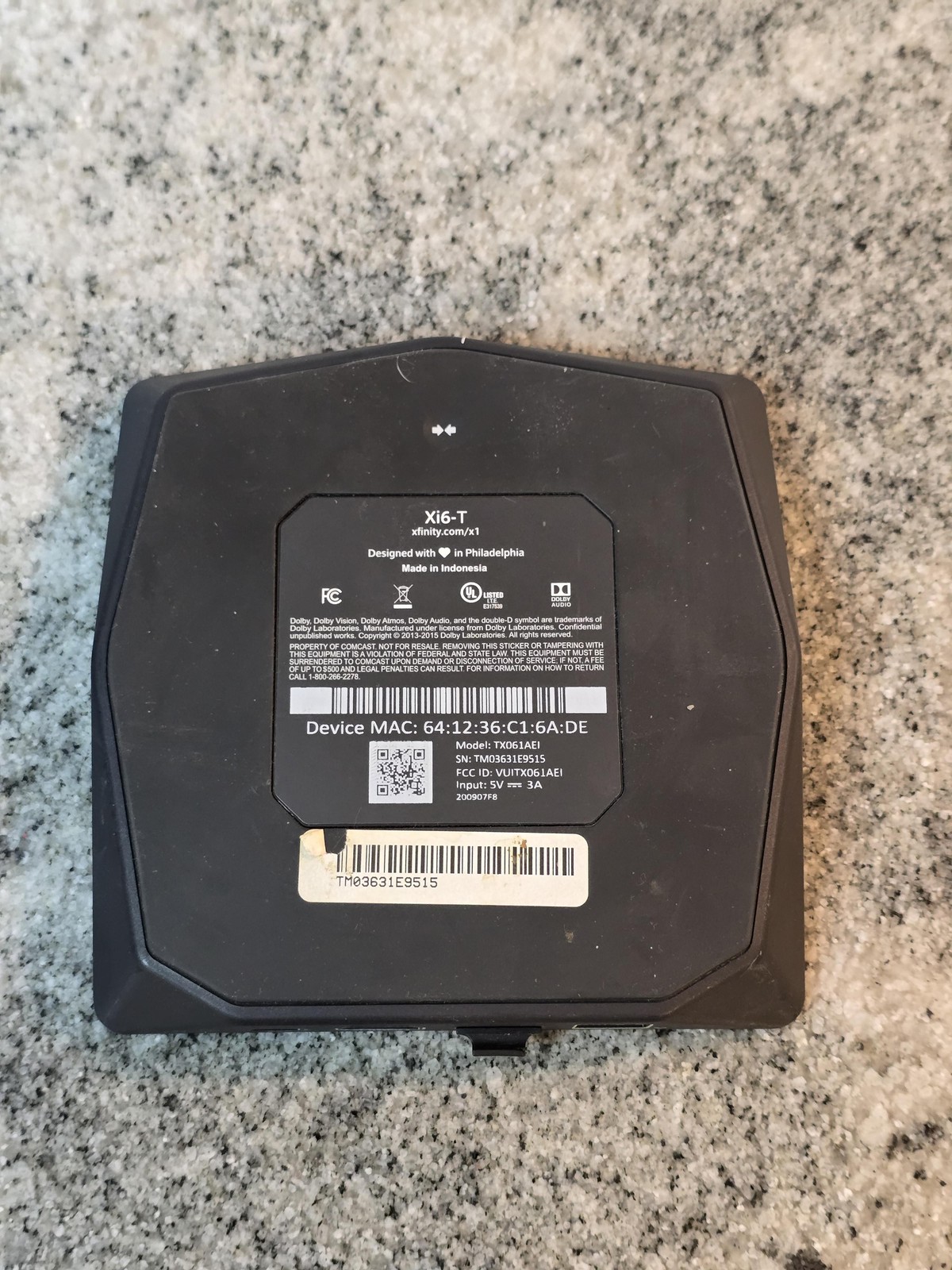 Xfinity Xi6-T 4K HDR X1 Wireless Streaming TV Box w XR16 Remote UNTESTED