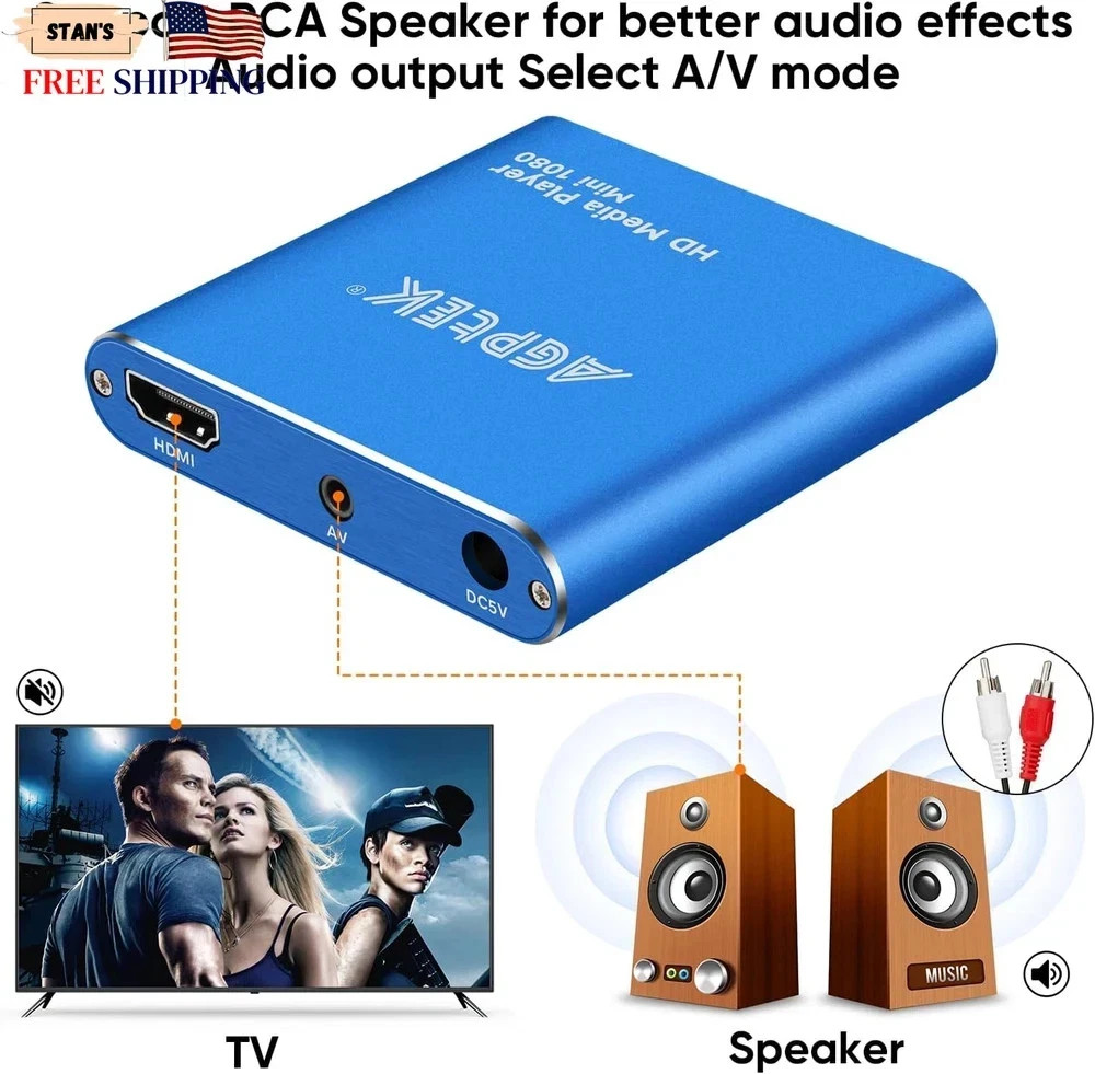 HDMI Media Player Blue Mini 1080p Full-HD Ultra HDMI MP4 Player for MKV/RM NEW