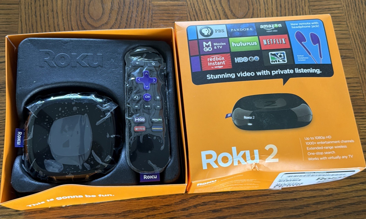 Roku 2 Media Streamer 2720X – Remote, Power Supply, Cords, Open Box