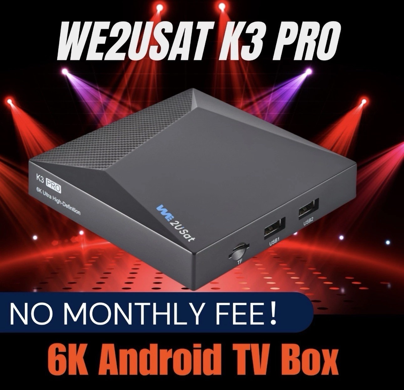 We2USat K3 PRO+ 6K HDR Android TV Box Remote Control 4GB RAM + 32GB Storage