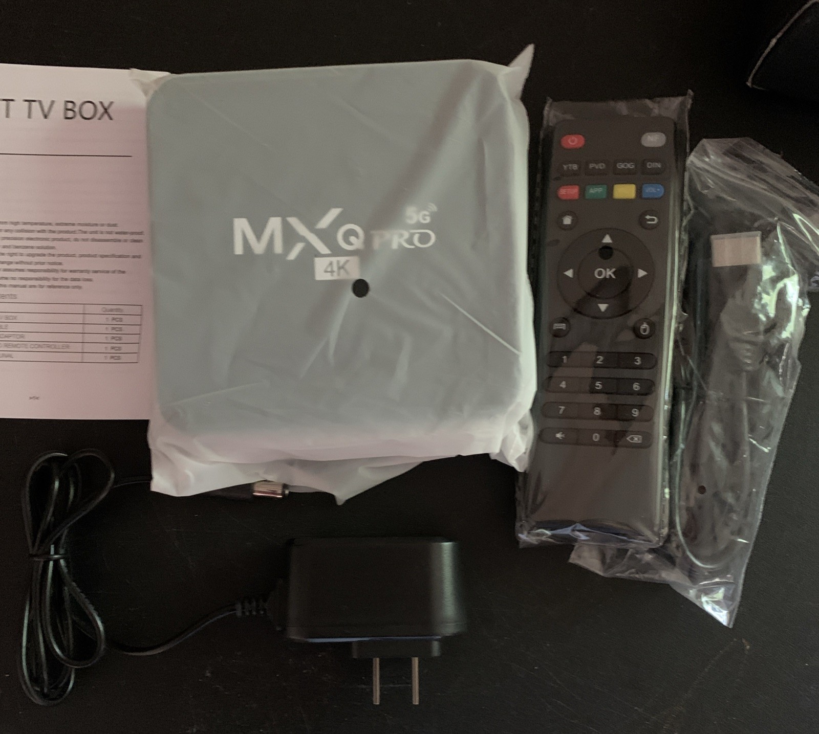 MXQ Pro 4K Android TV Box 64 Bit Quad Core Hevc H.265 4K UCD Netflix Wi-Fi HDMI.