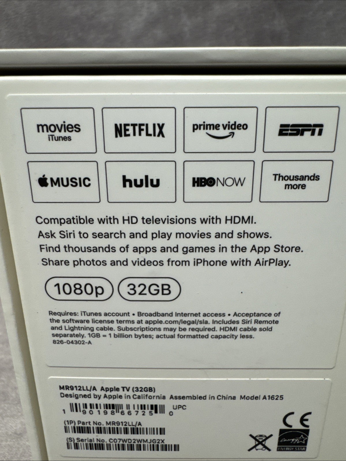 Apple TV 32GB 4K HDR Media Streamer – BOX ONLY