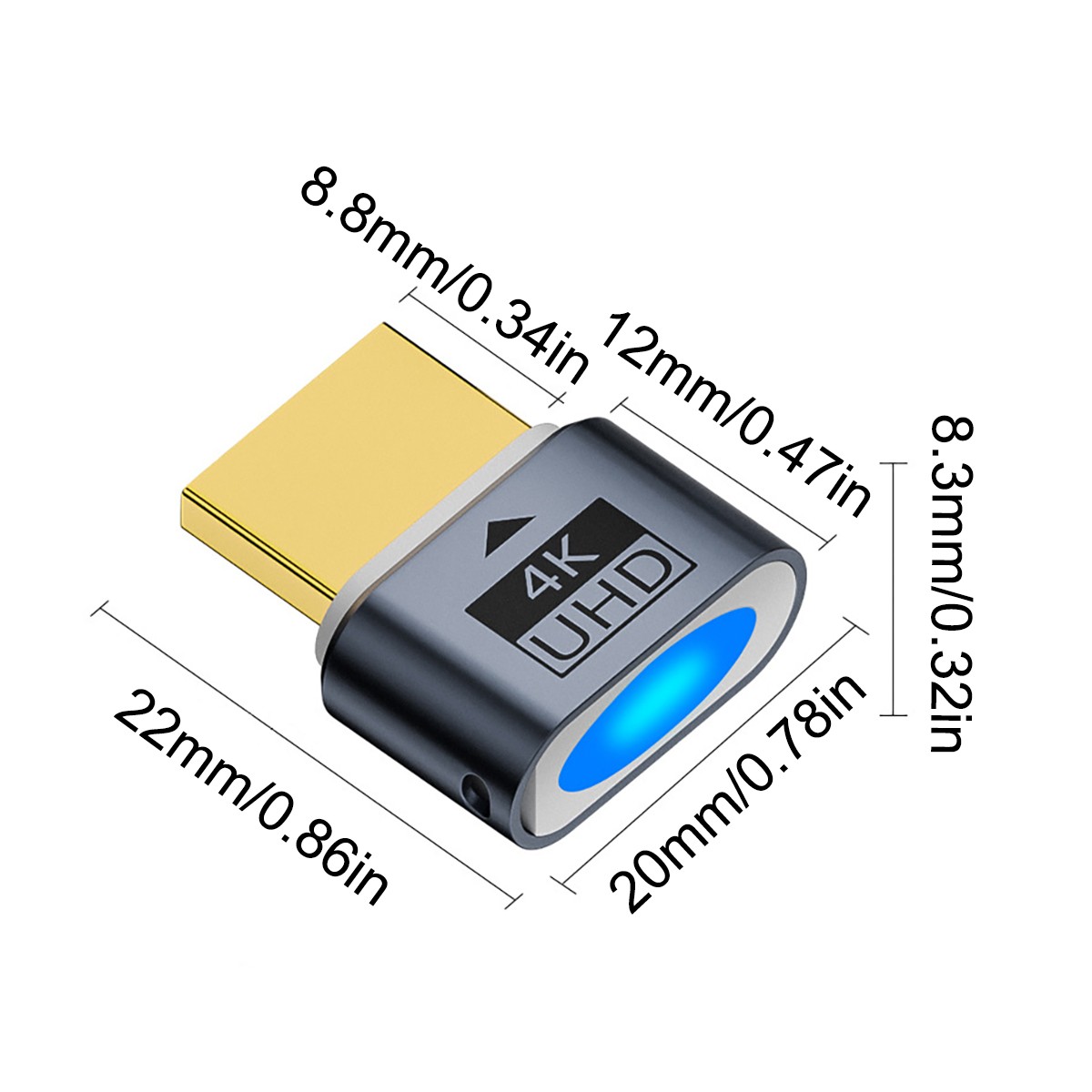 4K LED Light HDTV Graphics Card Emulator Headless Monitor Adapter Plug-and-Play.