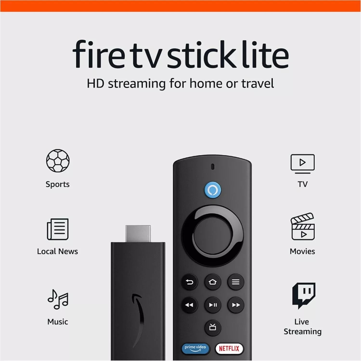 Amazon Fire TV Stick Lite w/ Alexa Voice Remote HD streaming | 2020 release |New