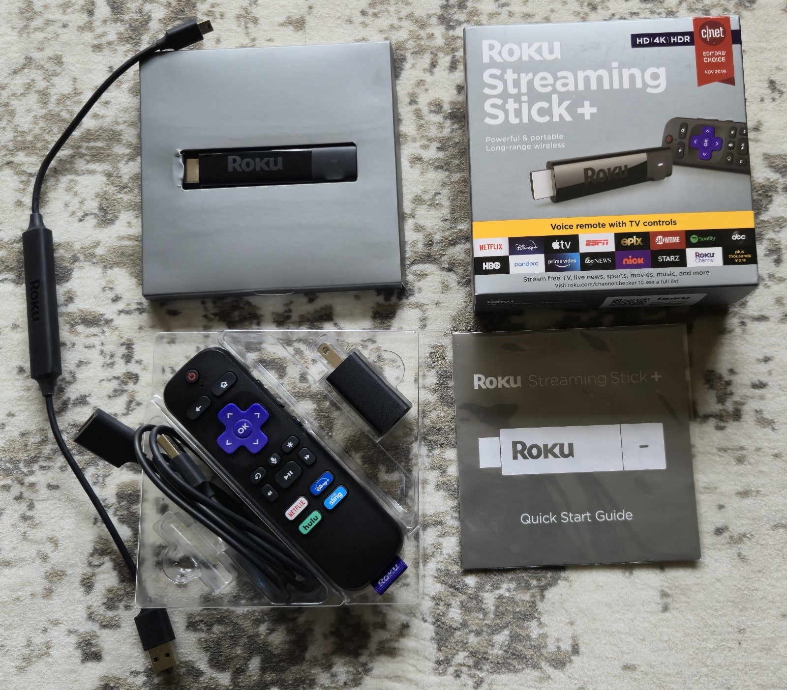 Roku Streaming Stick Plus 3810R – 4K Streaming Media With All Accessories