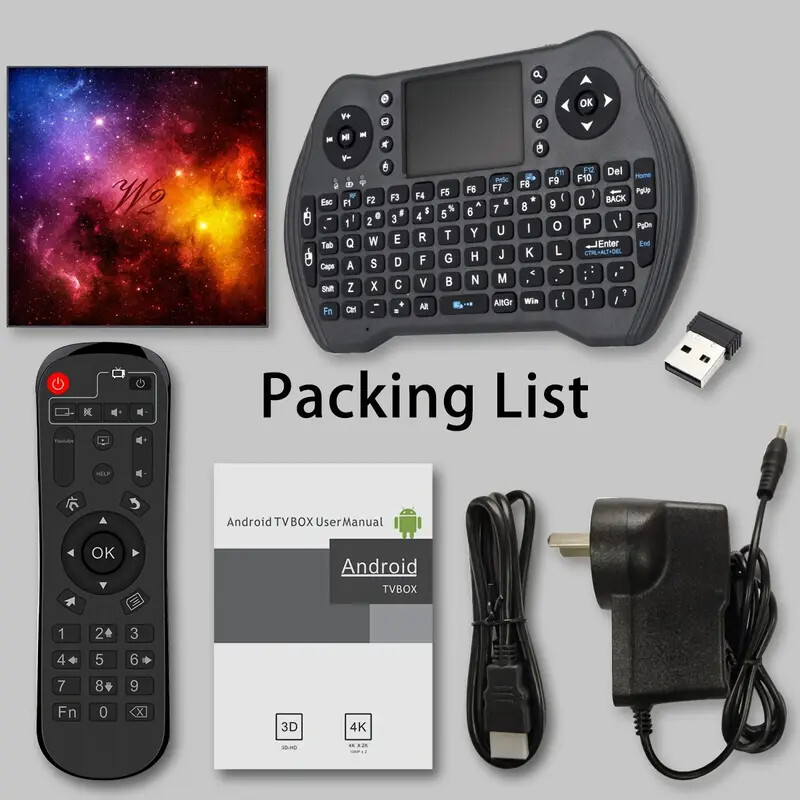 W2 Android 12 4GB RAM 64GB ROM BT 4.2 5G/2.4G WF Support 4K TV With Keyboard