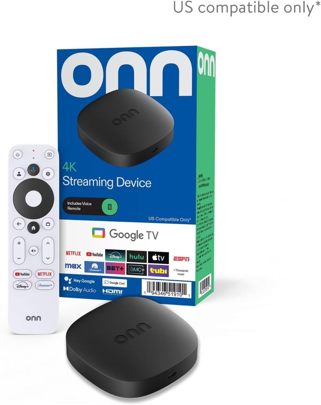 Brand New Onn Google TV 4K Streaming Device with 8GB Storage, 2GB RAM & HDMI