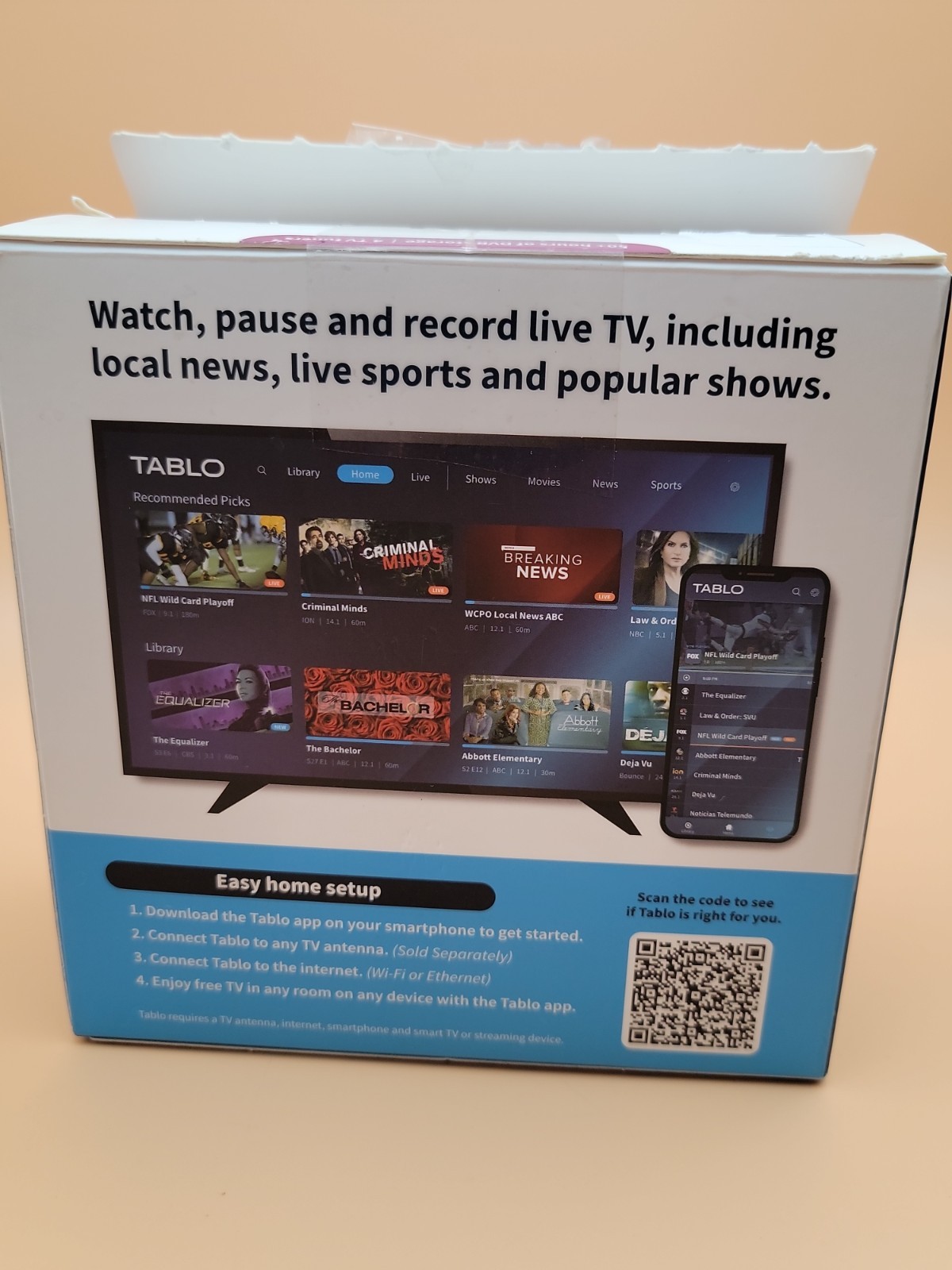 Tablo Dual Lite OTA DVR TF1284B-01-CN Digital TV Recorder open box