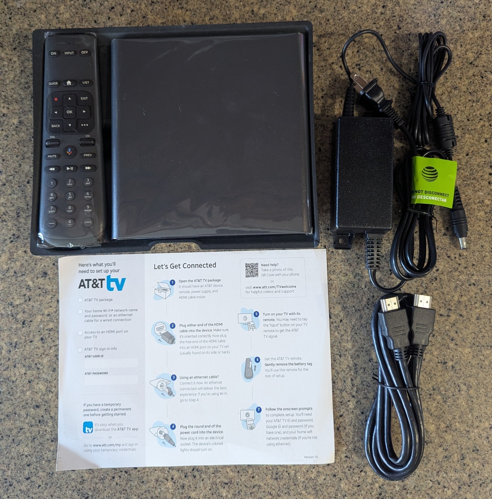 AT&T TV C71KW-400 Streaming Box Player with Voice Remote HDMI Power Adapter Kit