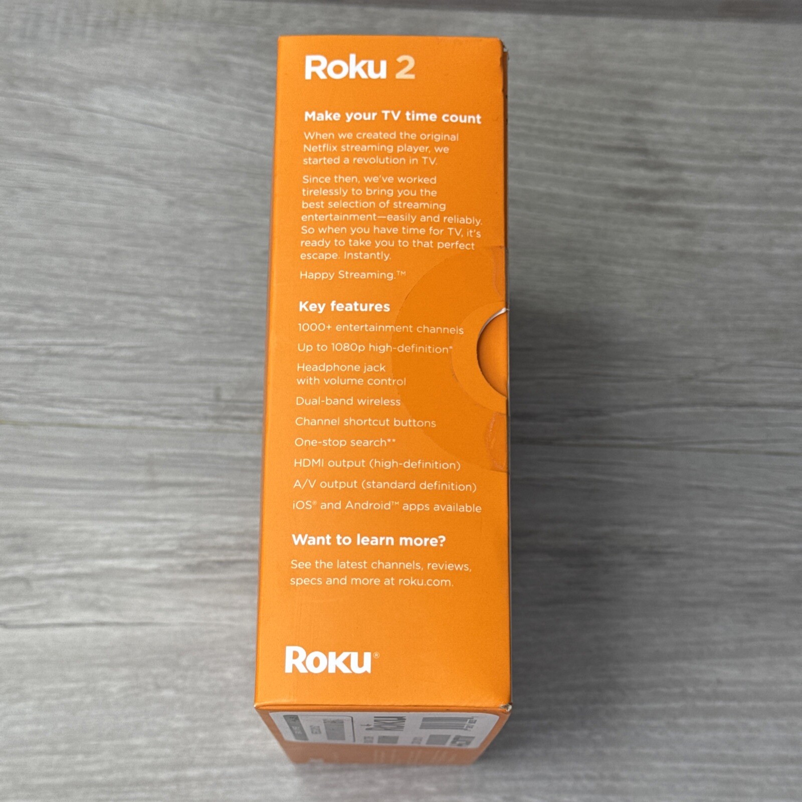 Roku 2 Media Streamer W/ Headphone Jack- Black (2720R) New & Factory Sealed