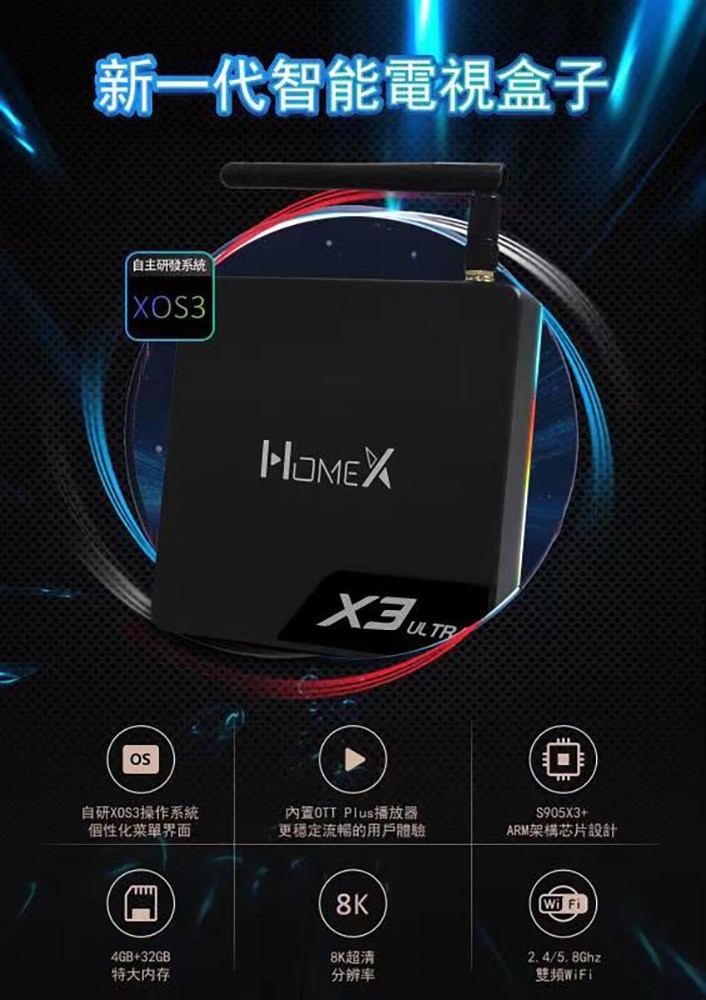 HomeX X3 Ultra TV BOX AI Android TVbox AU WiFi Live TV – 最新中文电视盒 – 直播 剧集 电影