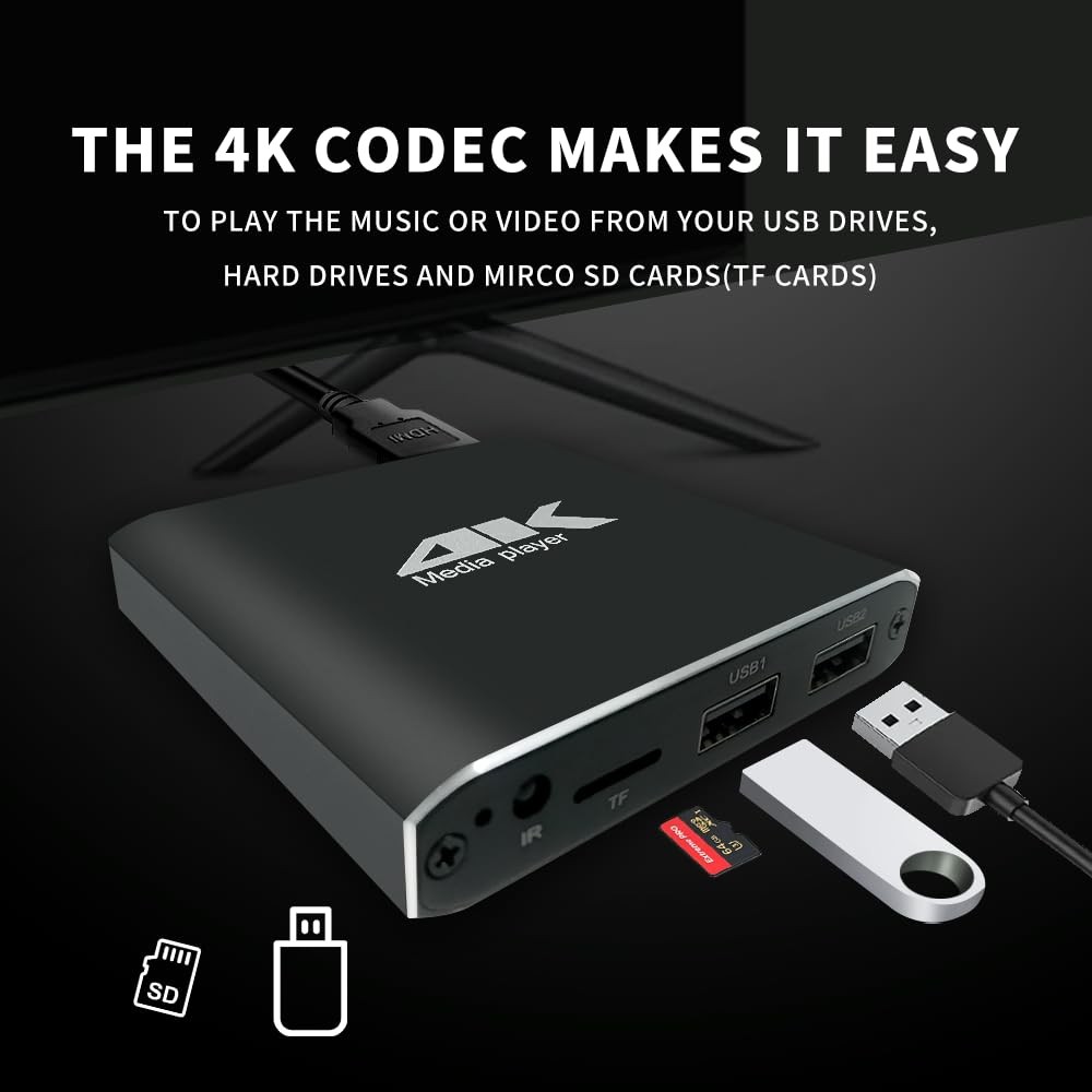 Cosowell 4K Media Player For Usb Ultra Hd Digital Signage Player Hdmi/Av Output