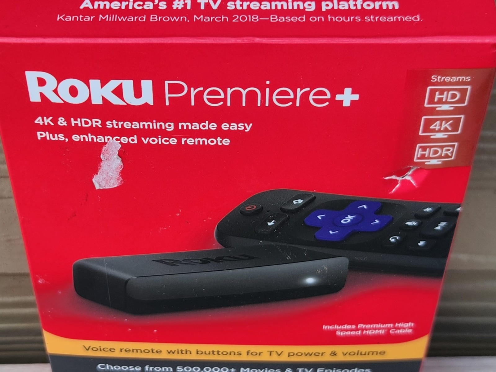 Roku Premiere+ Digital Media Streamer with Voice Remote 4K/HDR/HD- 3921RW
