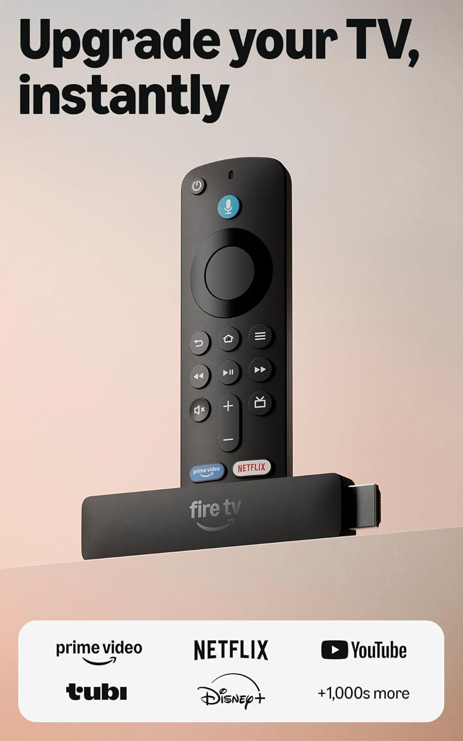 Fire TV Stick HD (Newest Model), Free & Live TV, Alexa Voice Remote, Powered by