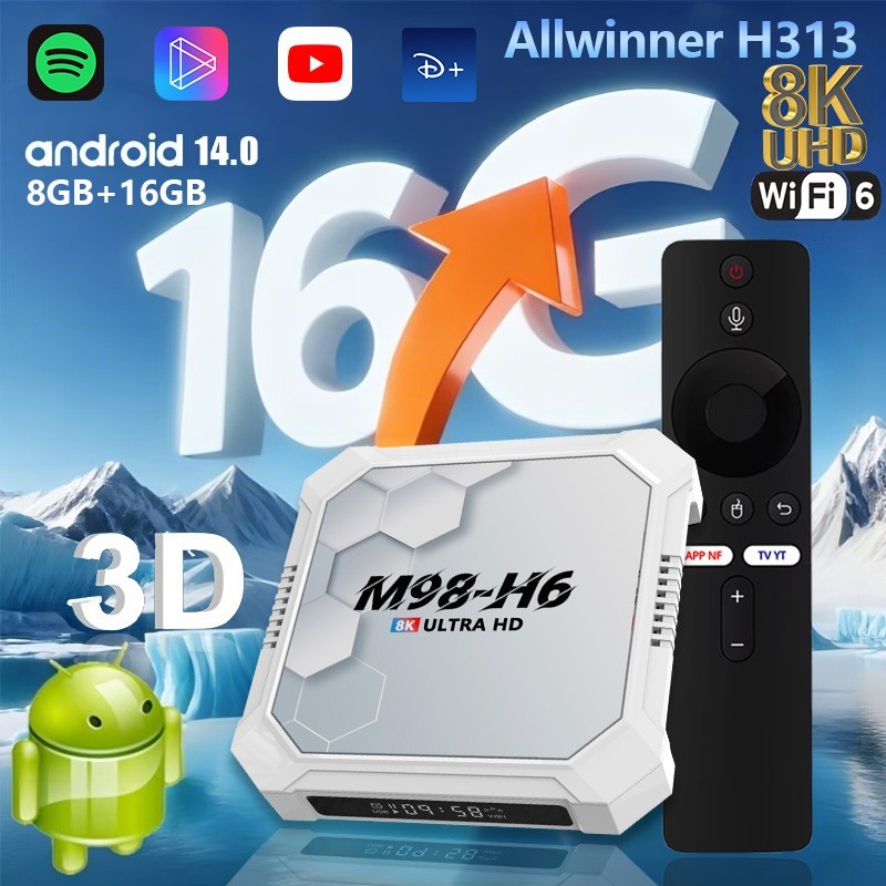 M98-H6 4K Ultra HD Android 14 TV Stick WiFi Bluetooth 5.4 HDMI Streaming Device