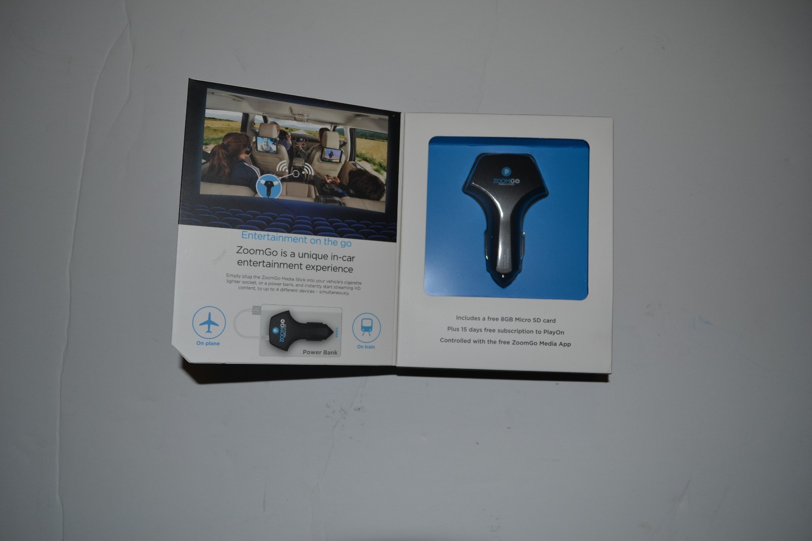ZoomGo WiFi Media Stick & Car Charger New Sealed