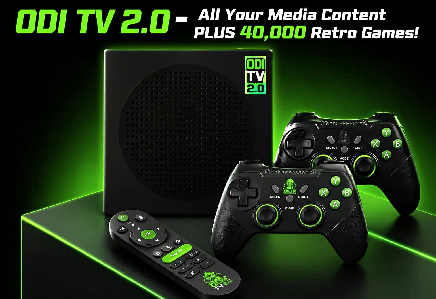 ODI TV 2.0 4K Quad Core Wi-Fi HDMI/USB Media Streaming Box w/ 2 Controllers