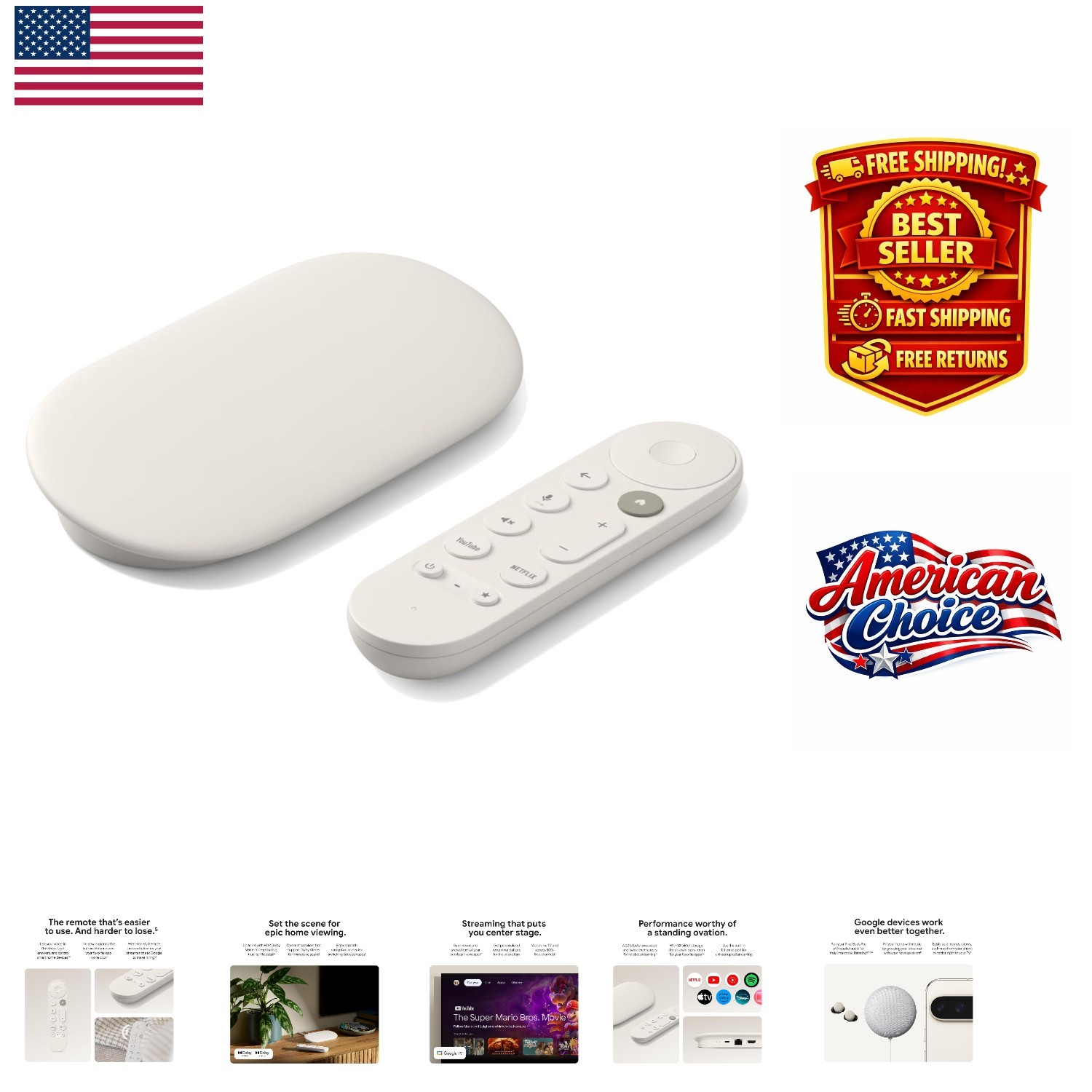 Smart TV Streamer with 32GB Storage & Voice Control – Effortless Streaming
