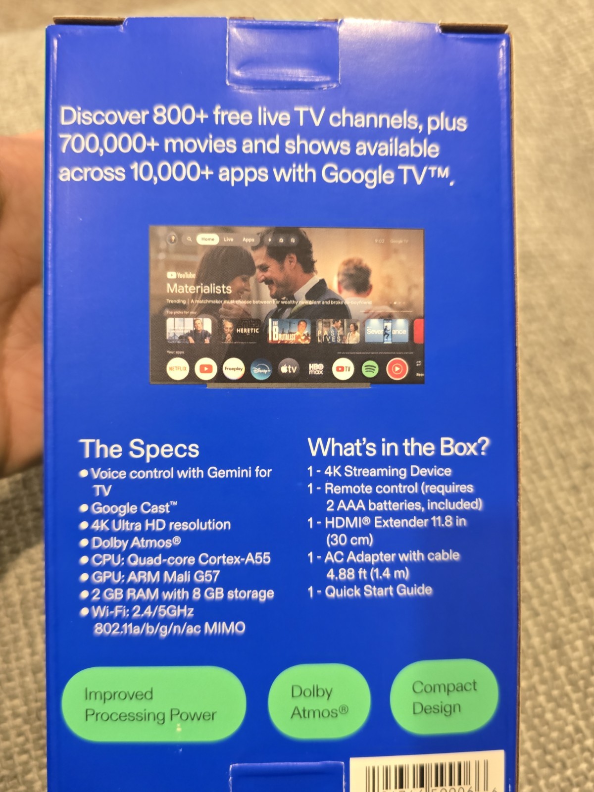 onn Google TV 4K Streaming Device With Gemini (2026 Version) Unopened