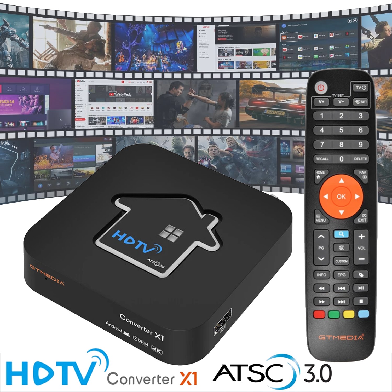 4K UHD ATSC 3.0 Digital TV Tuner DRM TV Converter Smart Android TV Box Player