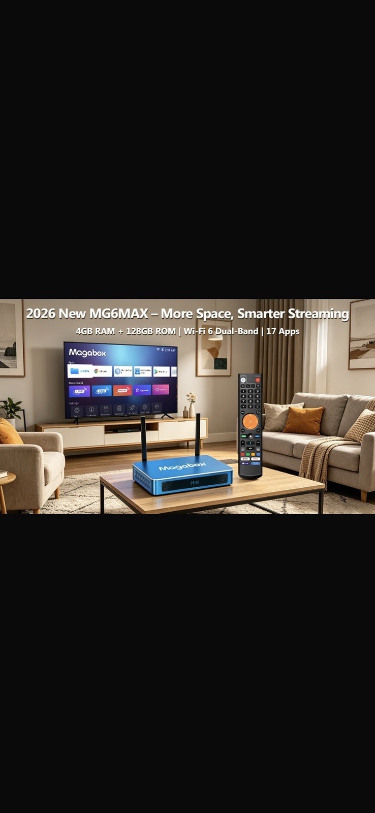 Magabox MG6 Max TV Box Media Streamer 128GB Wi-Fi 6 HDMI Voice Remote