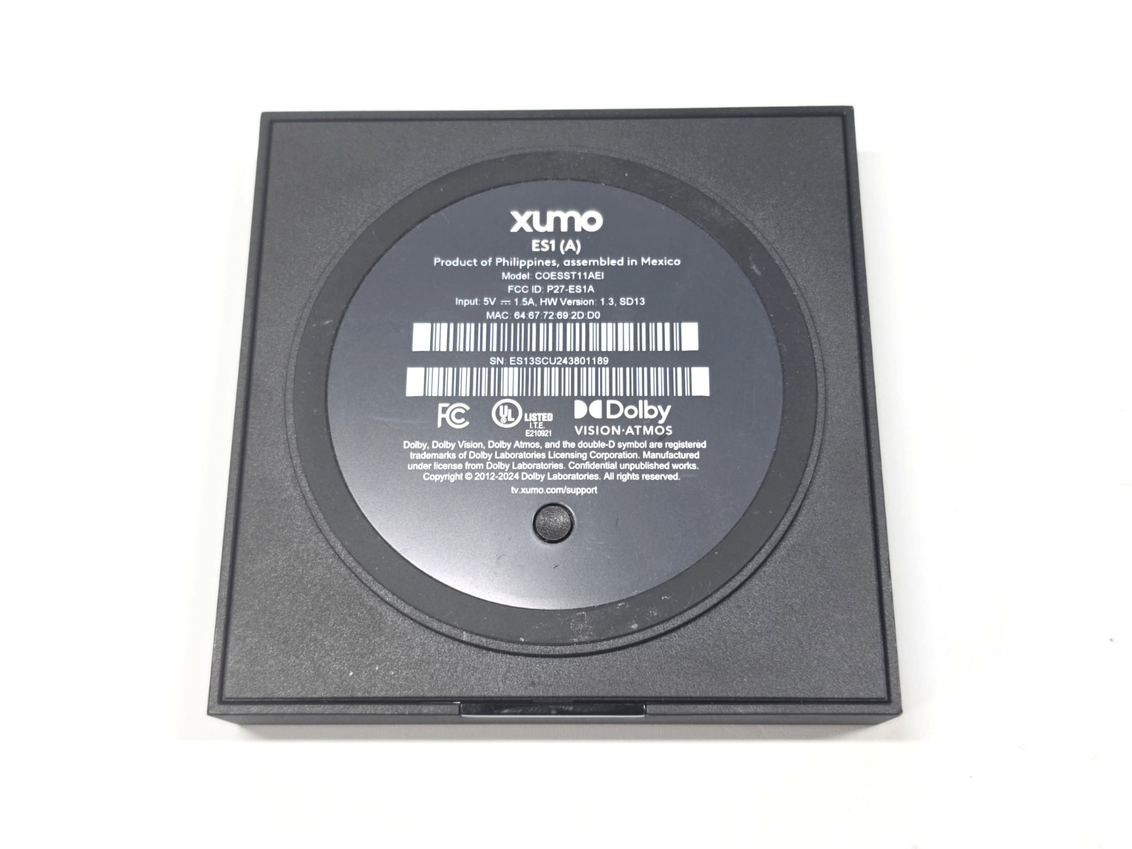 XUMO ES1 (A) 4K Streaming Box Stream Box and Cables Only *No Remote*