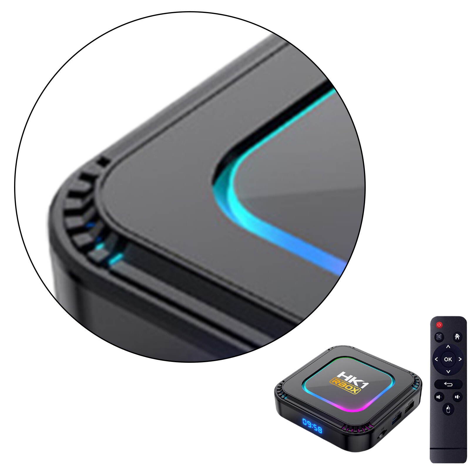 Quad Core Android 13 TV Box 4GB/64GB HK1 8K HD Wifi Media Stream Player3C
