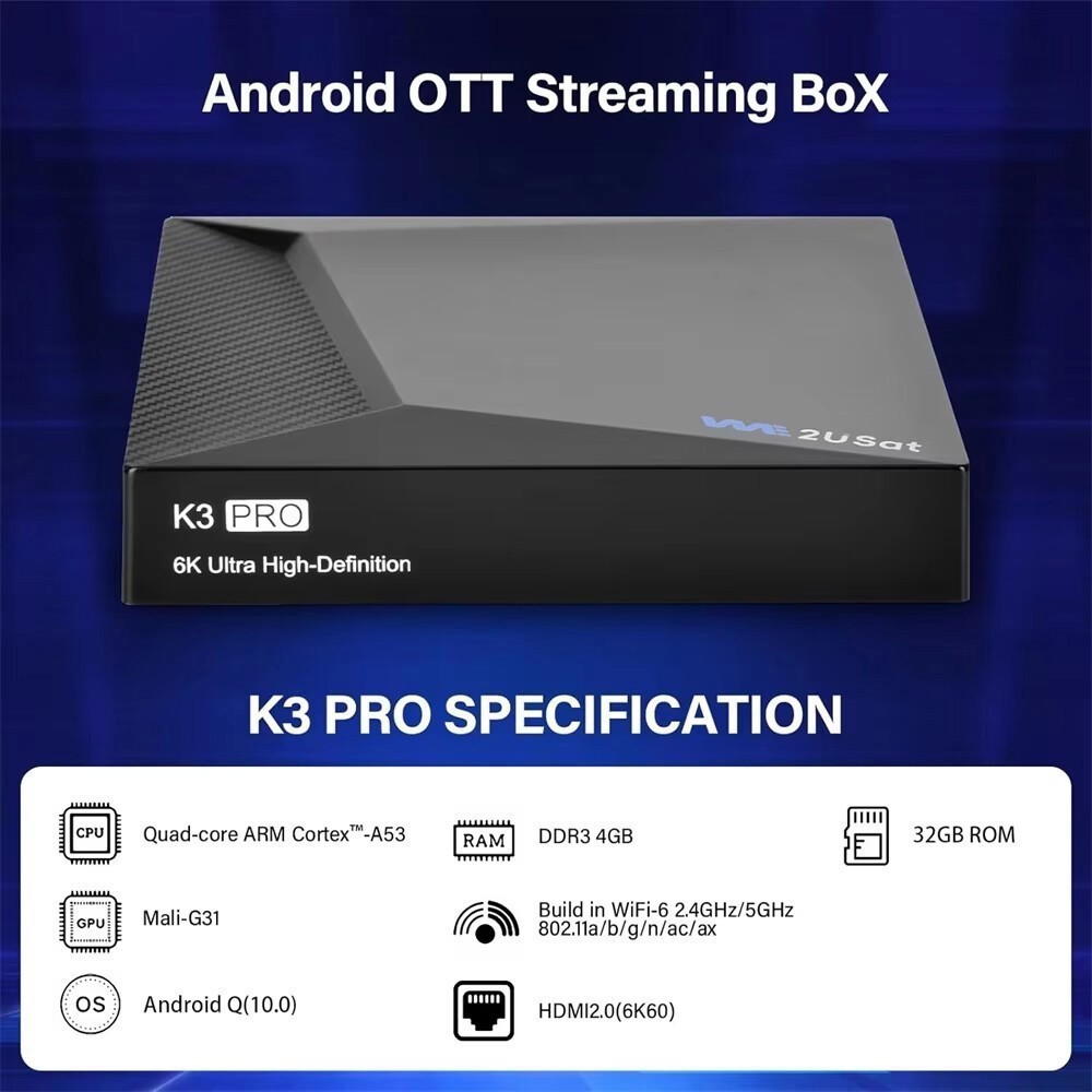 We2USat K3 PRO – Premium Global Live TV Box | Stable Server & Local Channels US