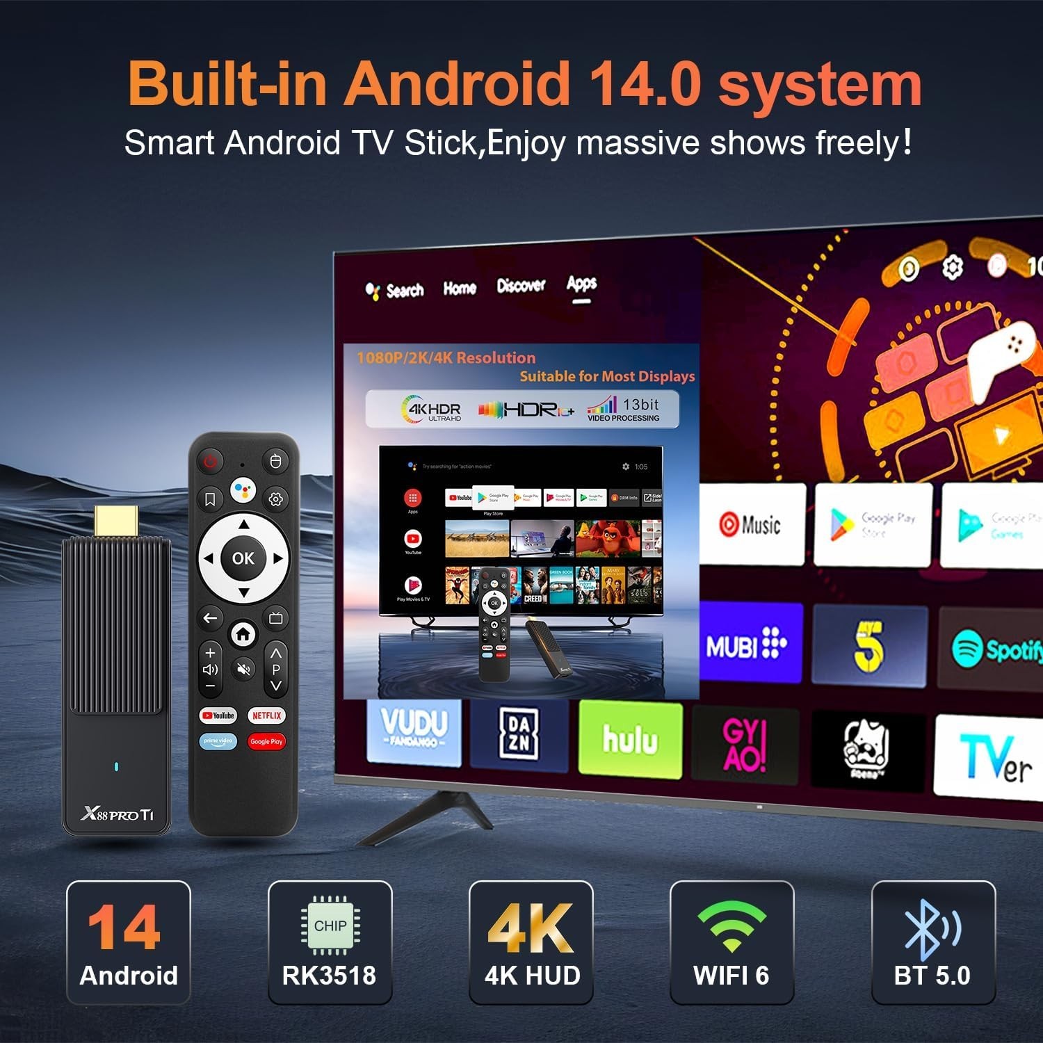 Transform Your TV with 4K Android Stick: Wi-Fi 6 & Bluetooth Voice Remote