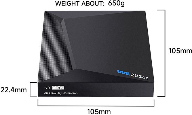 WE2USAT K3 Pro+ 6K HDR Android TV Box 4GB RAM 32GB ROM Wi-Fi 6 Bluetooth Remote