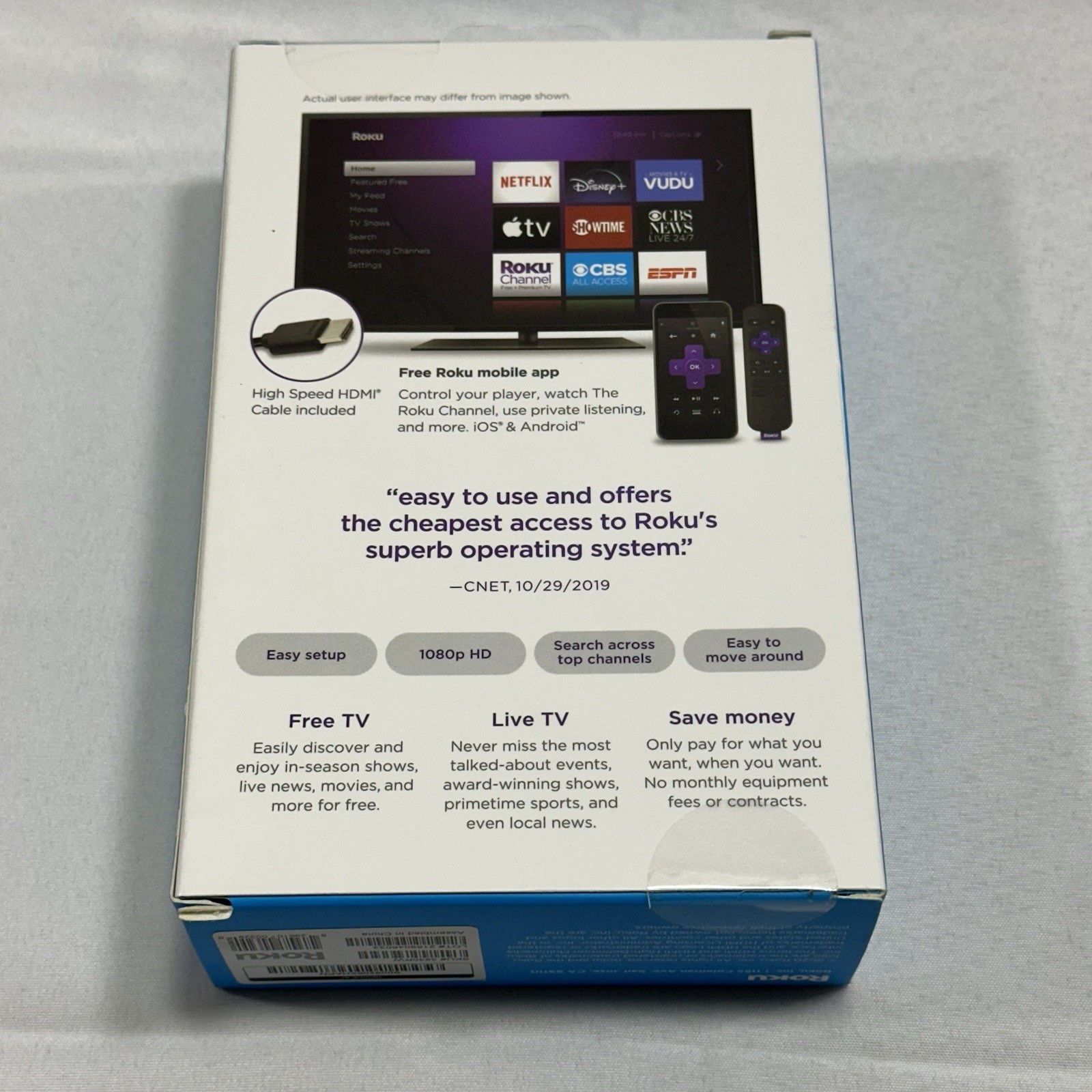 New Roku Express HD Streaming Media Streamer – Black + Mini HDM12AV Output NIP