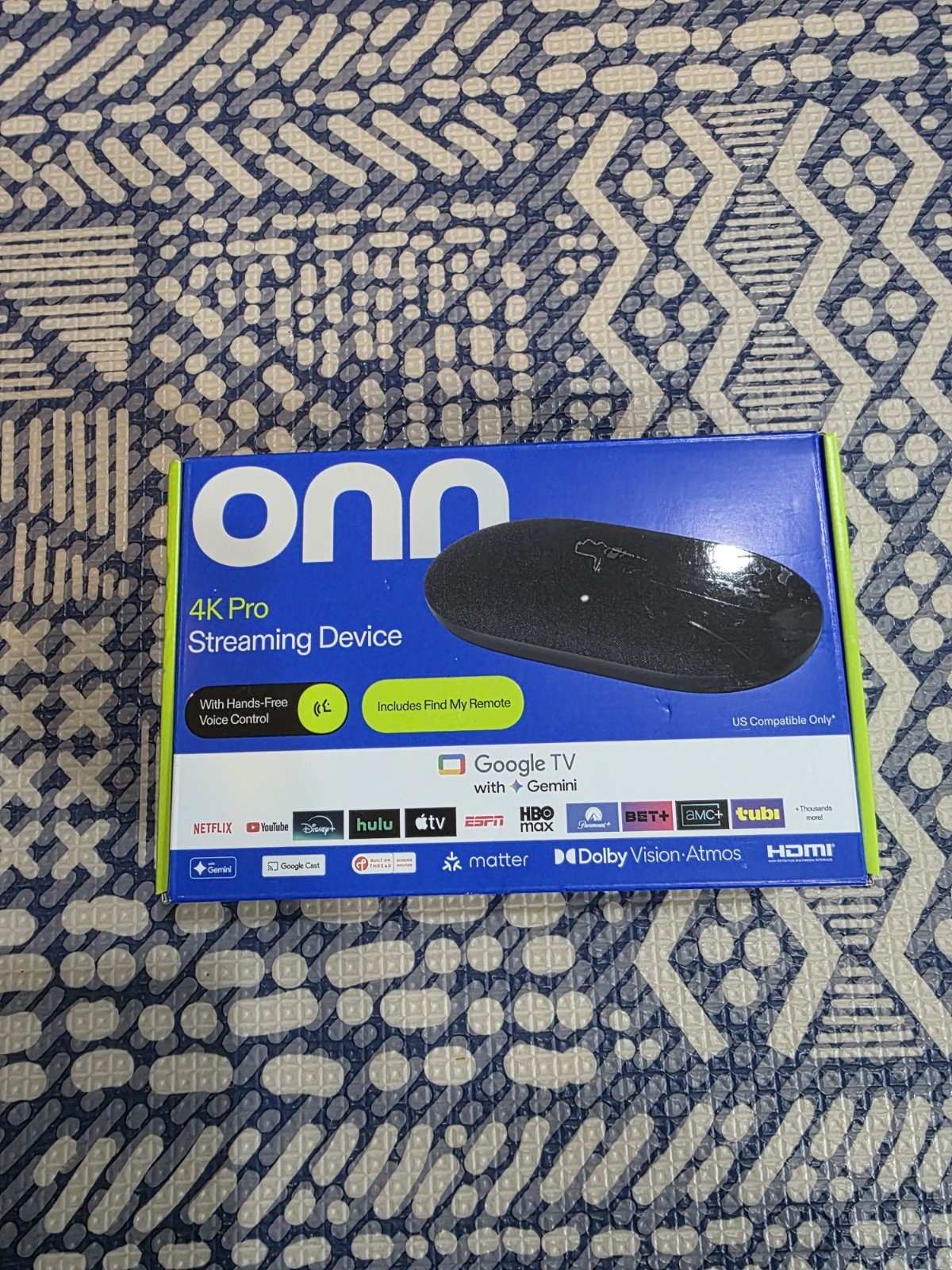 onn. 4K Pro streaming Device Google Tv And Gemini 32 GB Wi-Fi 6 Dolby Vision ￼￼￼
