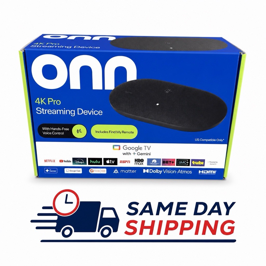 ONN 4K Pro Streaming Device, Google TV with Gemini (NEW 2026 Model) – Ultra-fast