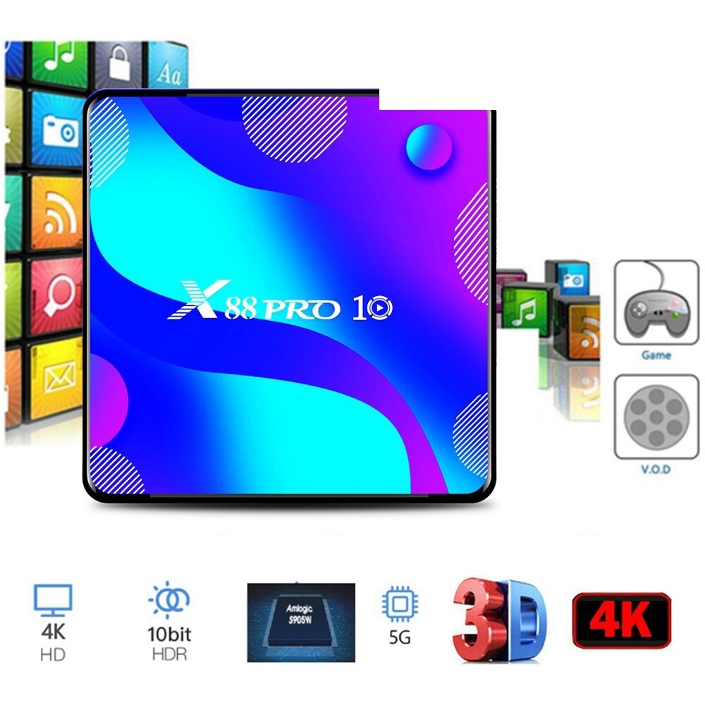 X88 Pro 10 Android Tv Box 11.0 Smart Tv Rk3318 2Gb 16Gb Support 2.4G/5G Wifi US