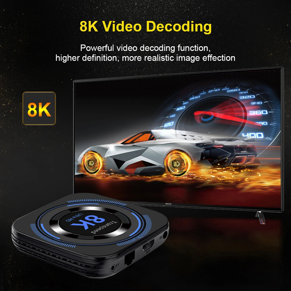 Transpeed Android TV BOX Dual Wifi Support 8K 4K BT Voice Media player Set