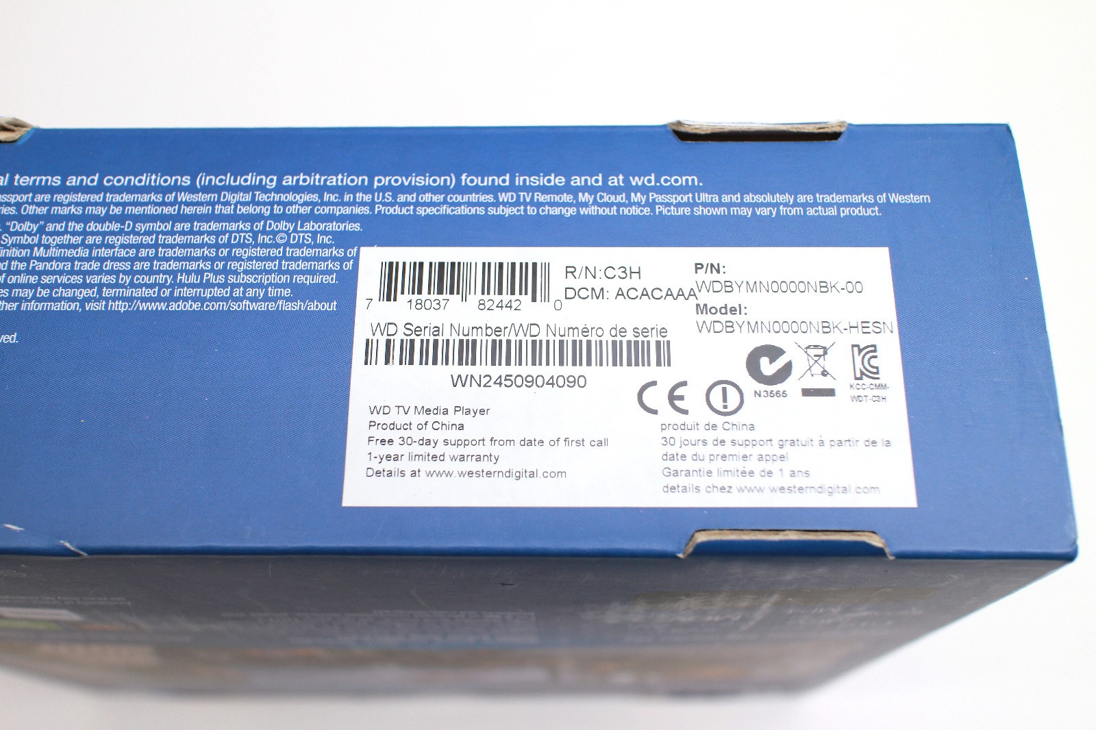 Western Digital WD Network Audio/Video Player WDBYMN0000NBK-00 w/ Remote + Box