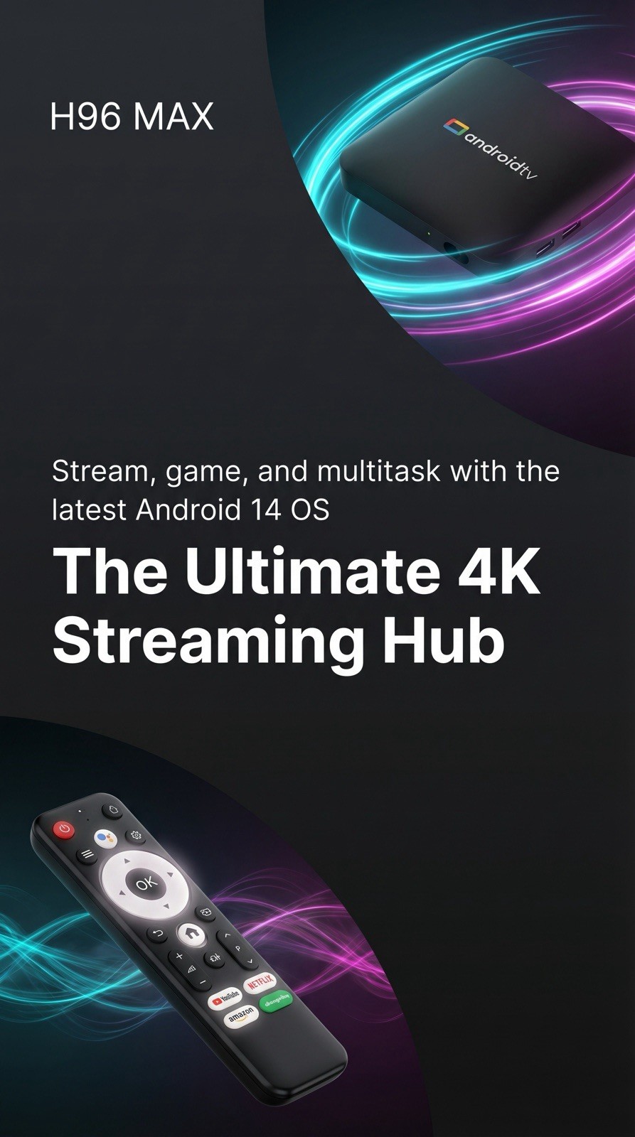 2026 Android TV Box | H96 Max 4K UHD | 16GB + 2GB RAM | Dual-Band WiFi | Fast