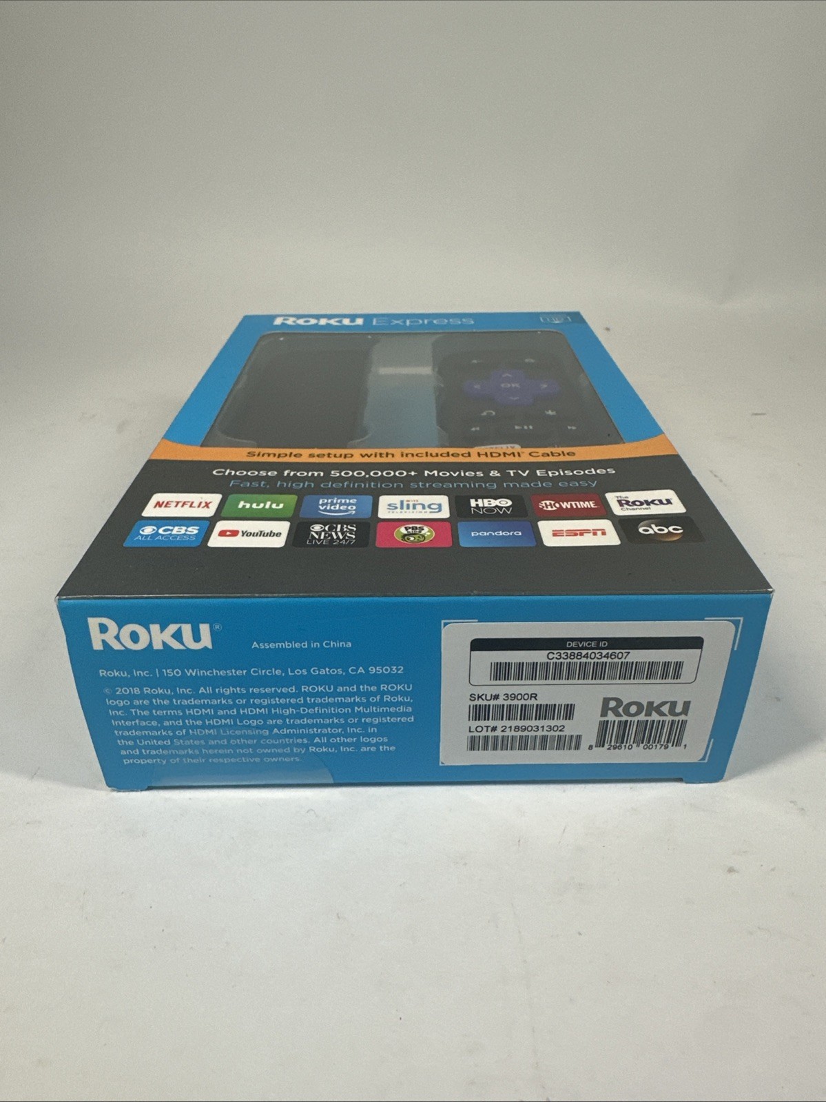 Roku Express 3900R Streaming Media Player Black HDMI Cable New in box 2018