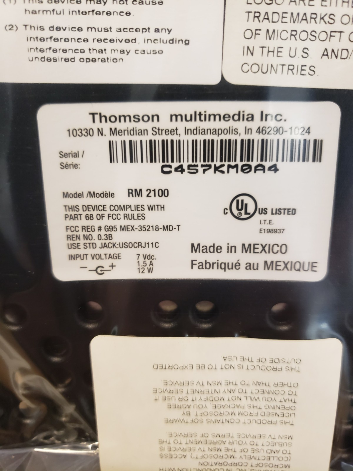 RCA MSNTV WebTV Internet Reciever Appliance Model # RM2100 NEW