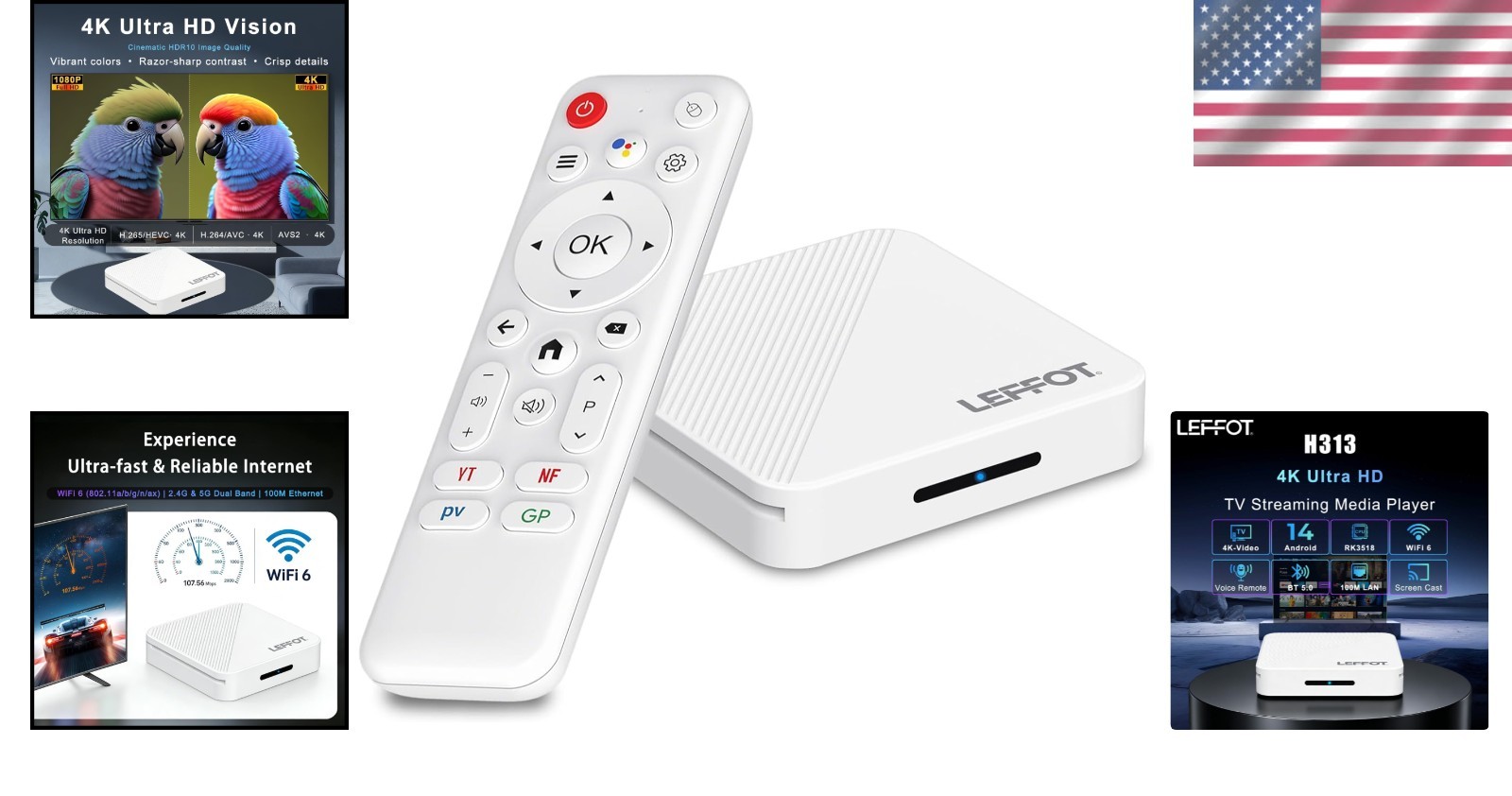 Android 14.0 TV Box 2026, H313 4K Ultra HD Streaming Device for TV with BT 5….