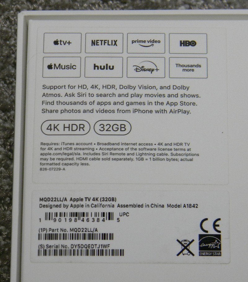 Original Apple TV – 32GB 4K HD Media Streamer MQD22LL/A – w/ Apple Remote