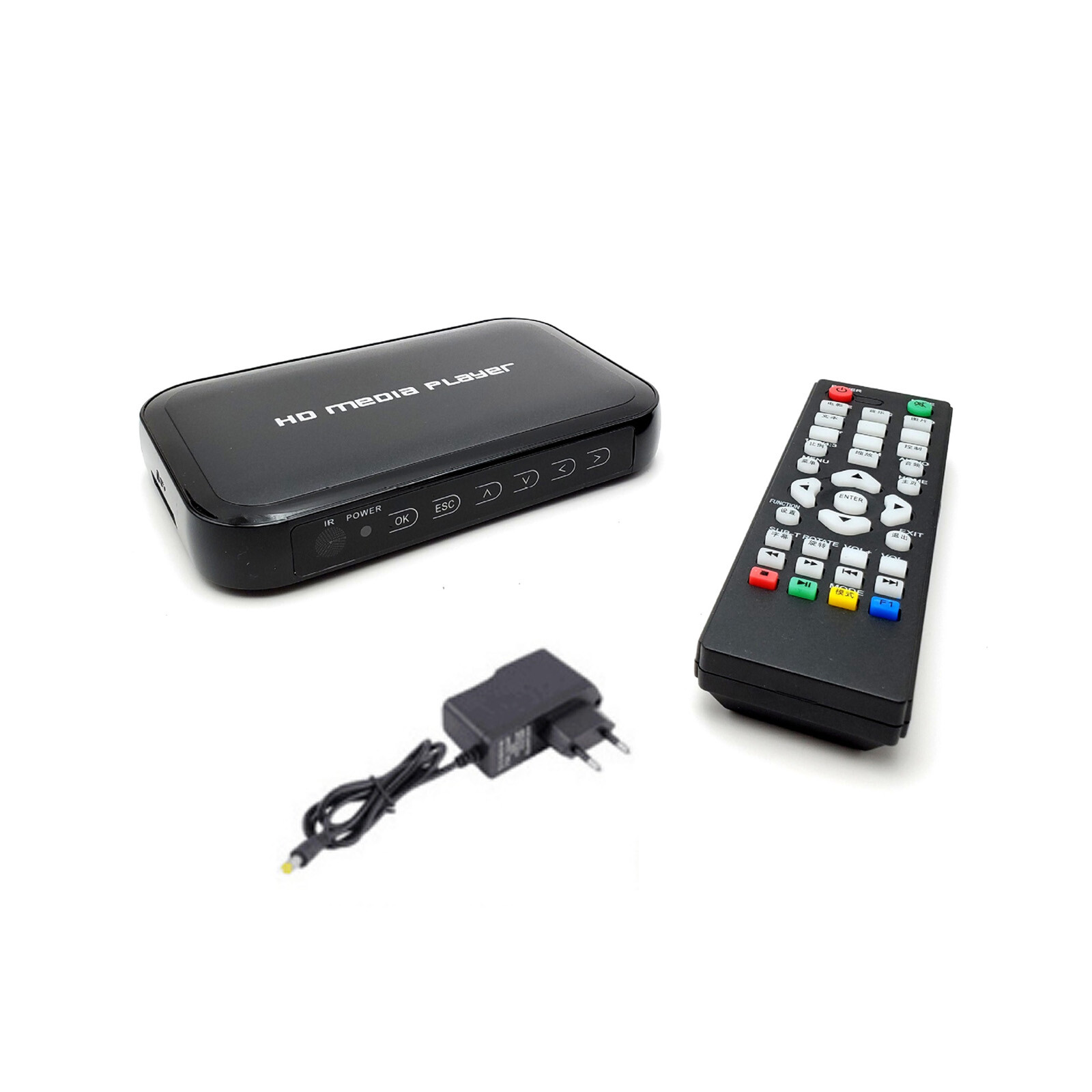 A28D USB SD MMC VGA AV YPbPr Multi TV Media Player + IR Fernbedienung 1080p