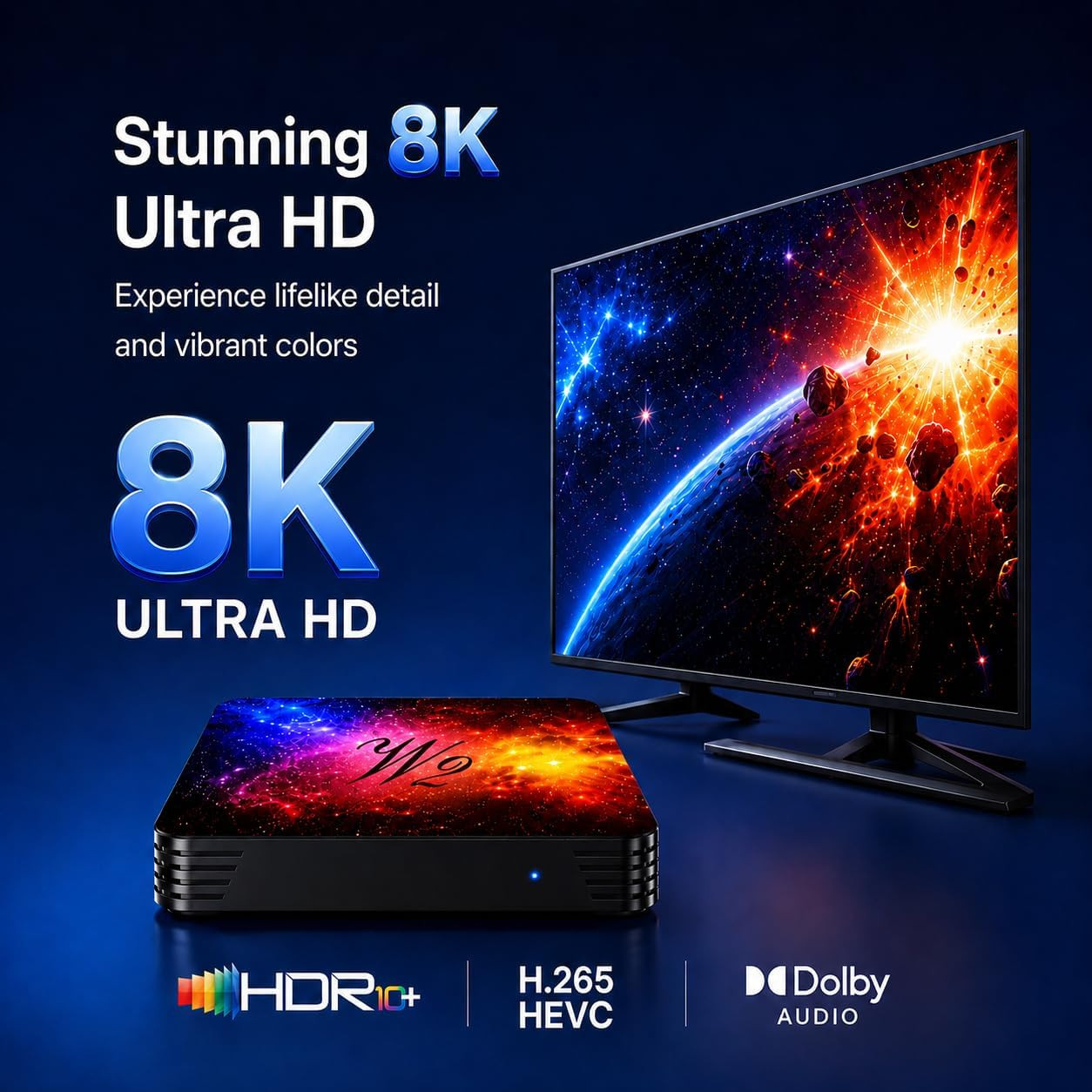 2026 Android TV Box, 4GB RAM 128GB ROM, 8K HDR Android Streaming Box, Wifi 6 Dua