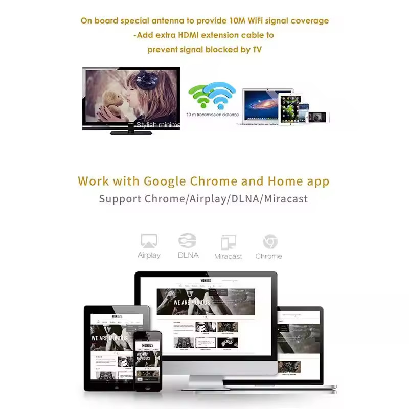 4K WiFi HDMI Anycast Miracast Airplay TV Wireless Display DLNA Dongle Adapter