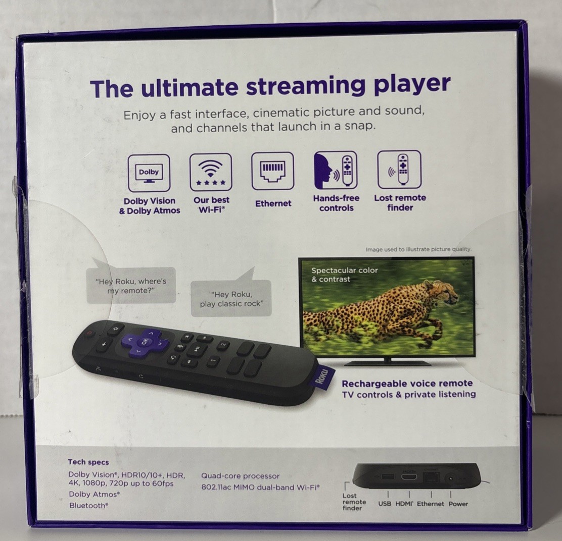Roku Ultra Ultimate 4K/HDR Streaming Device W/ Rechargeable Roku VoiceRemote Pro