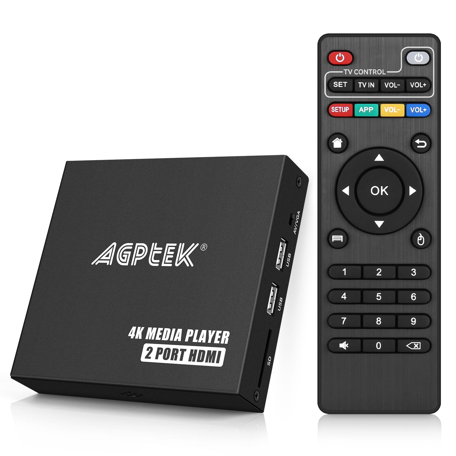4K30Hz Media Player with Dual HDMI, AV/VGA Output, 4K HDMI Splitter, Digital …