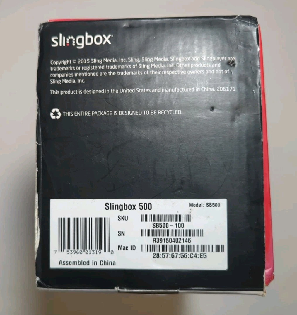Sling Media Slingbox 500 Digital TV Television Media Streamer SB500 Open Box New