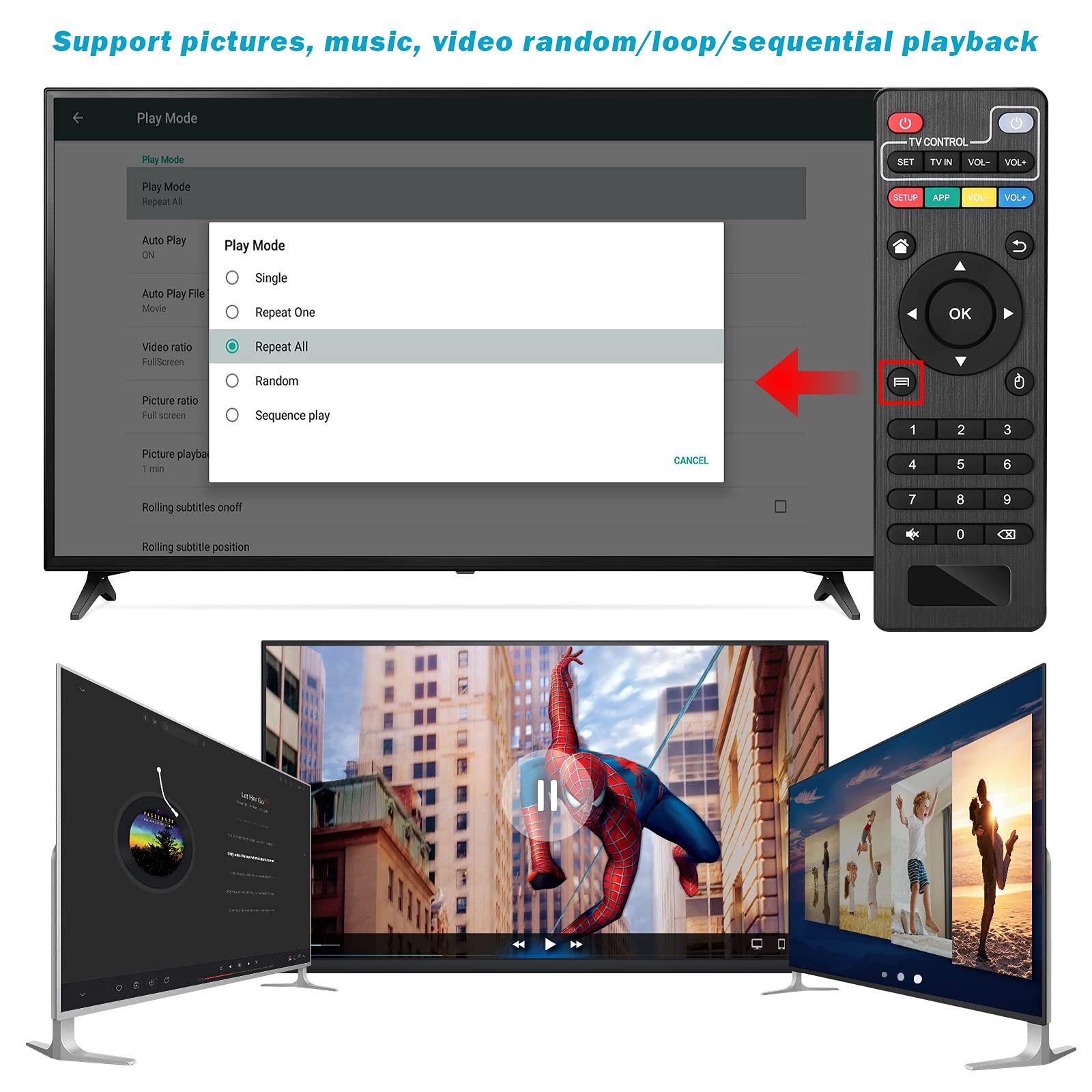 4K@60hz MP4 Media Player Support 8TB HDD/ 256G USB Drive/SD Card with HDMI/AV…