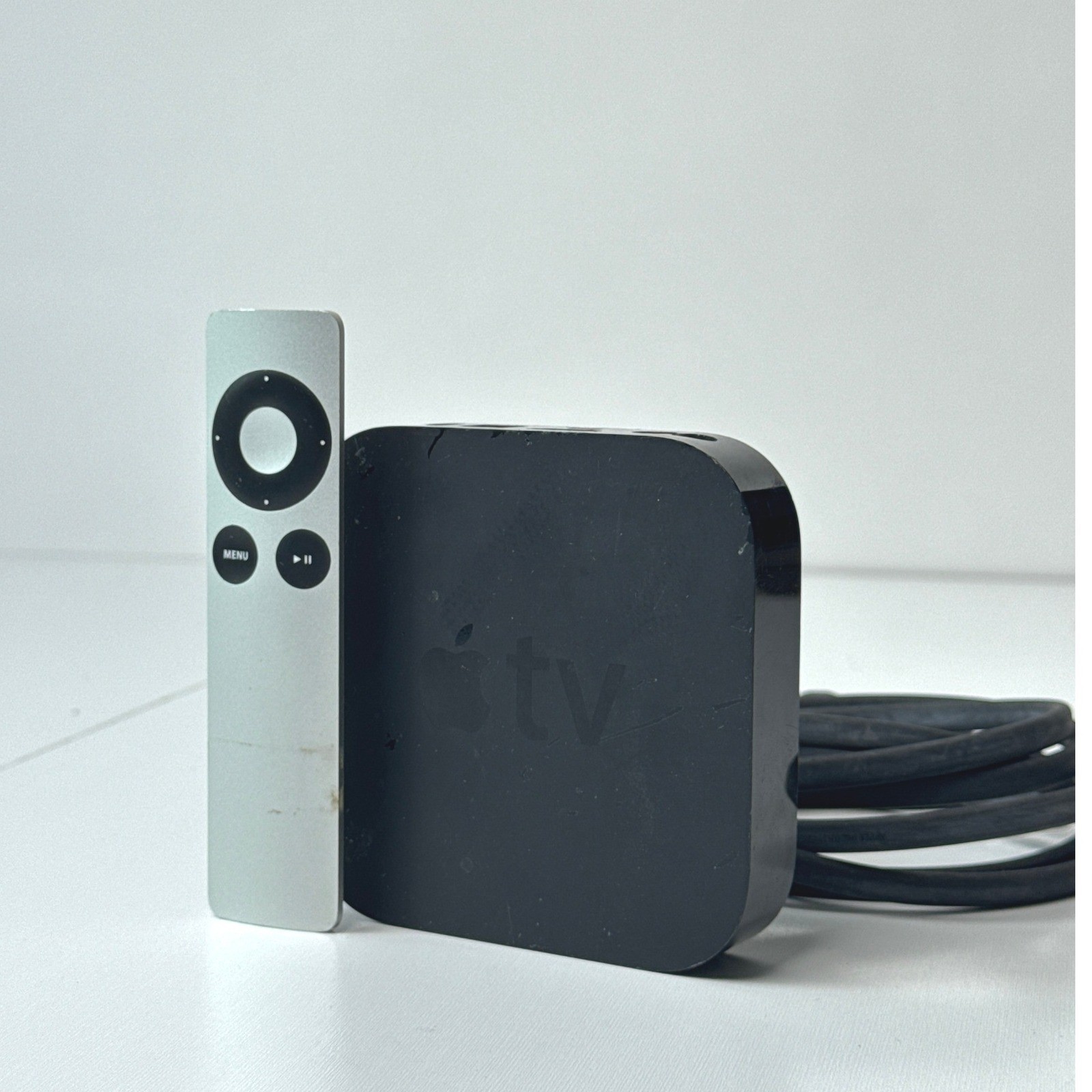 Apple TV 3rd Generation A1469 Black Media Streamer with Silver Remote and Cable