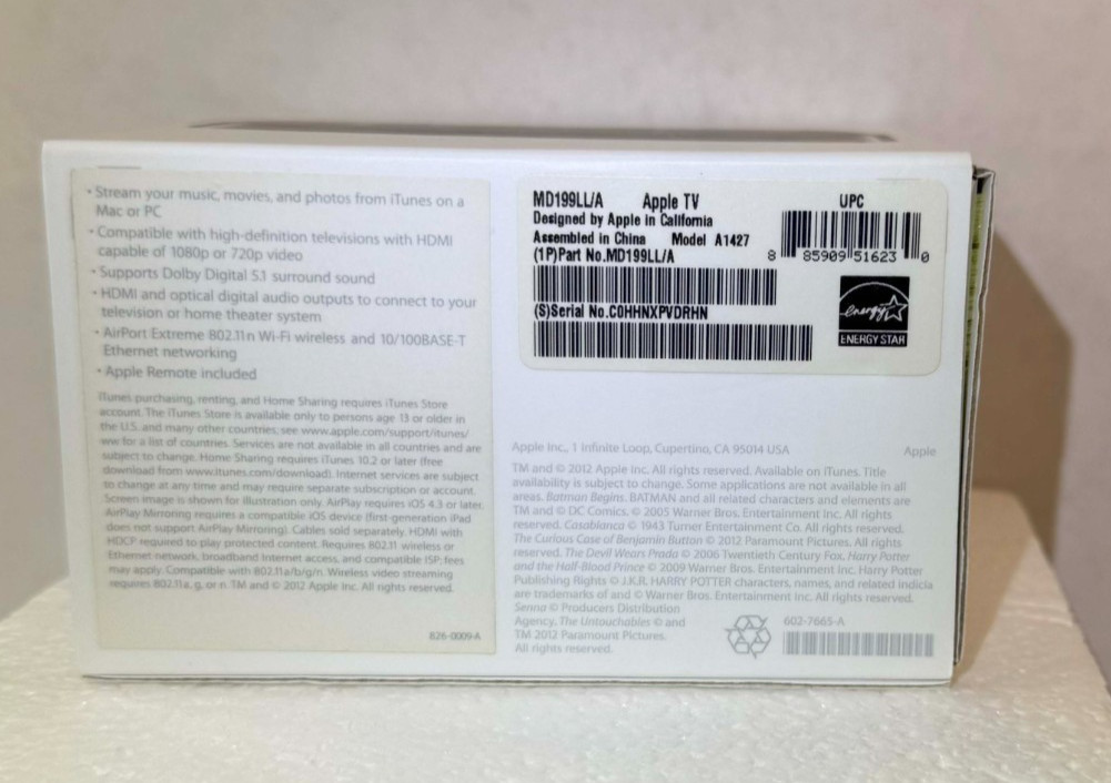 Apple TV (3rd Generation) A1427 Digital HD Media Streamer – Black – Untested